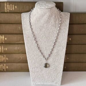 Anne Klein Vintage Silver Necklace with Smoky Quartz Pendant